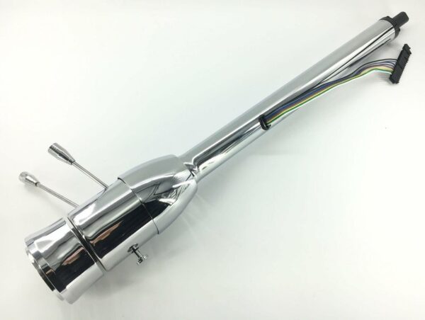 28" Chrome Tilt Street Rod Floor Shift Steering Column w/ Wheel Adapter No Key