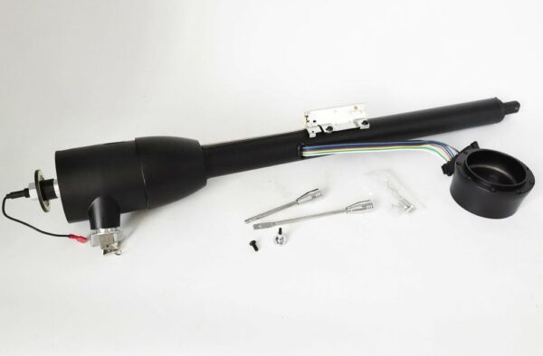 30" Manual Column Floor Shift Tilt Steering Column w/ Key & Wheel Adapter Black