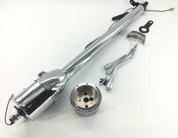 28" GM Style Universal Column Shift Steering Column+9 holes Wheel Adpater Chrome - Image 3