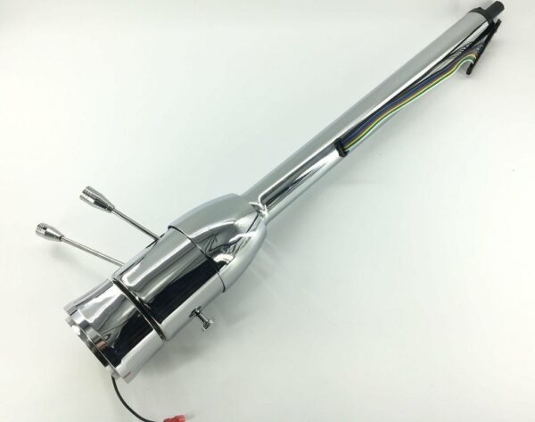 28" Chrome Tilt Floor Shift Steering Column w/ 9 Hole Wheel Adapter No Key